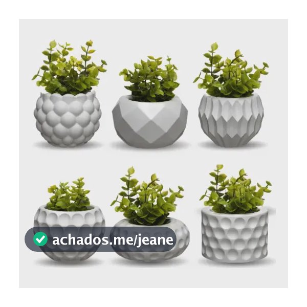 Kit 6 Vasos Decorativos C/ Planta Artificial Enfeite Casa Nf Branco