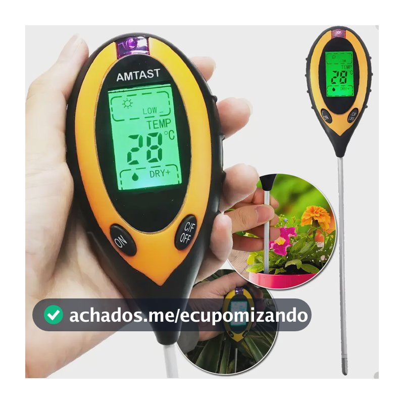 Medidor Solo Digital 4in1 Terra Plantas Umidade Temperatura