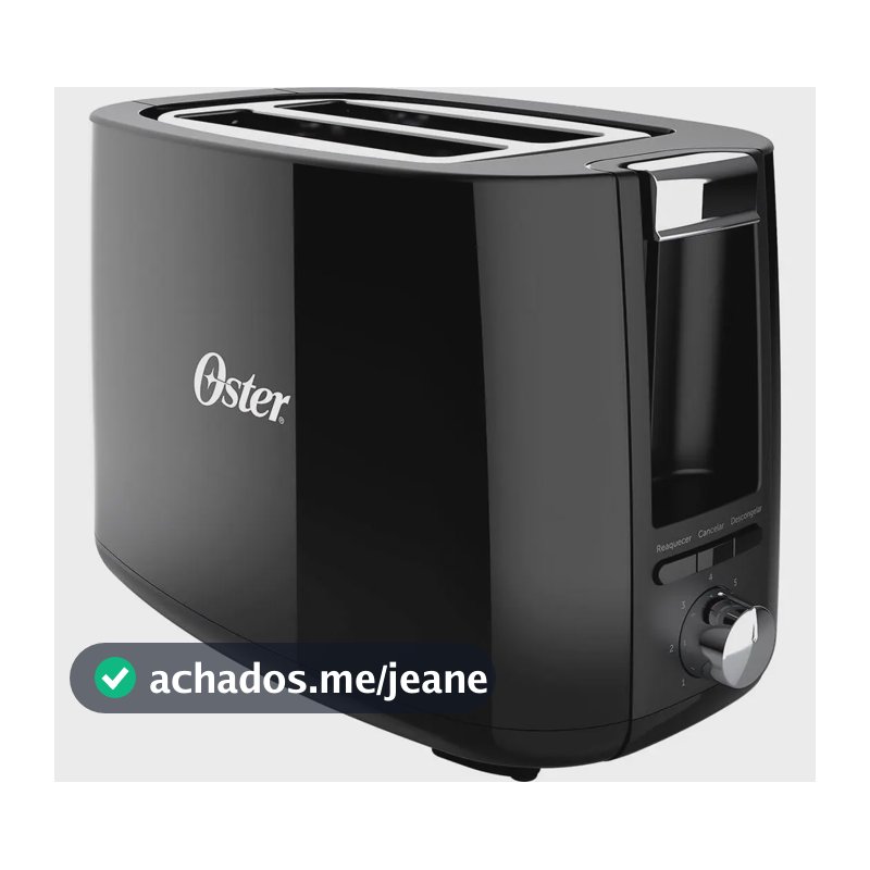 Torradeira Oster Otor 650 Simple Life preta com 650w de potência e 7 níveis de tostagem