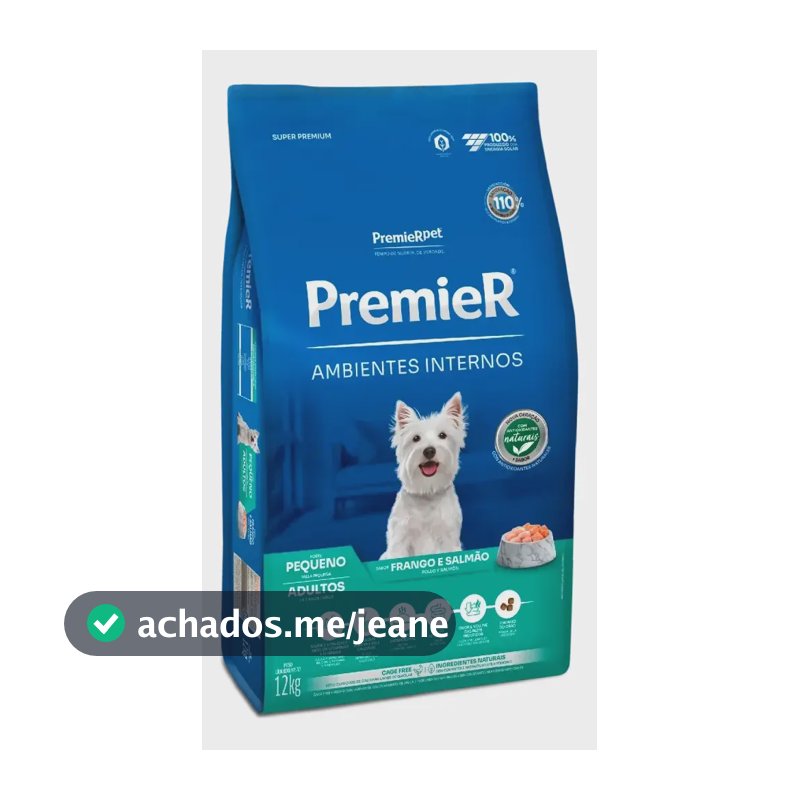Raçao Premier Ambientes Internos Cães Adultos Pequenos 12 Kg