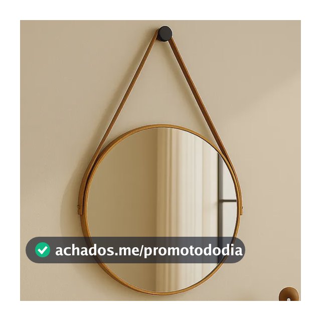 Espelho Redondo 40cm Alça Banheiro Lavabo Sala Quarto Hall Caramelo