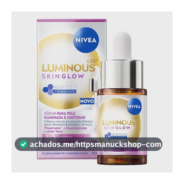 NIVEA LUMINOUS630 Skin Glow Sérum 15ml, Pele Uniforme, Glow Instantâneo, Reduz Manchas e Poros, Hidrata, Cuidado Facial Diário
