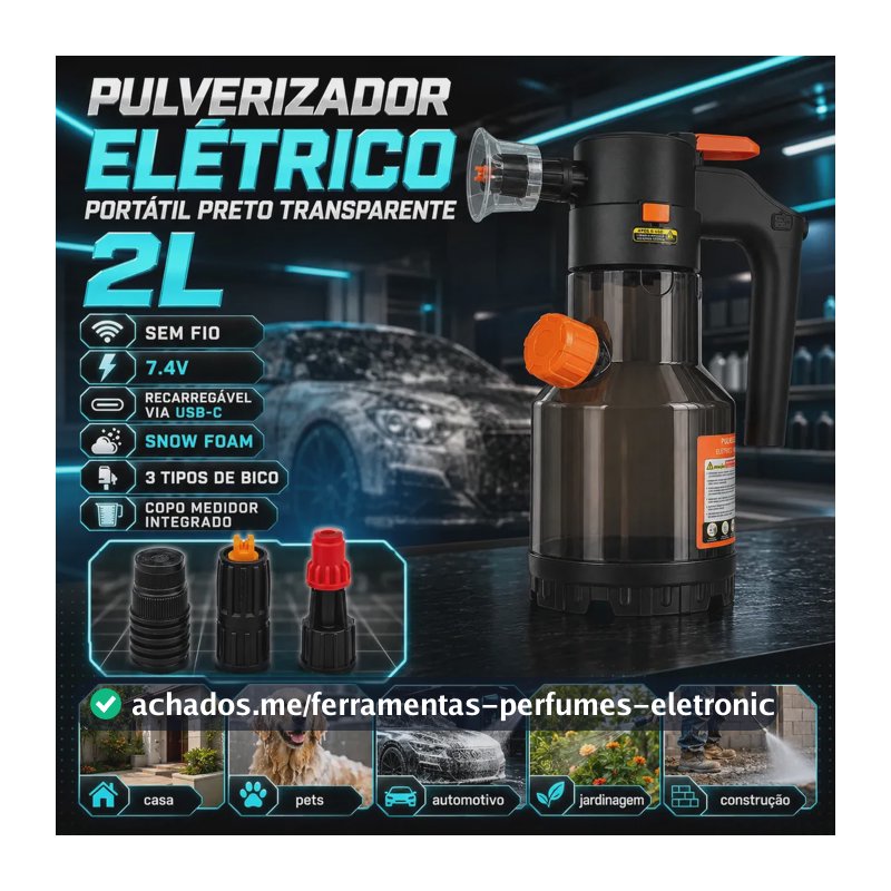 Pulverizador Elétrico Snow Foam Lumi de 2 Litros para Lavagem Automotiva e Limpeza