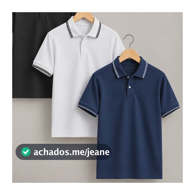 Kit 3 Camisa Gola Polo Piquet Masculina Casual Algodão Branco/preto/marinho G Liso