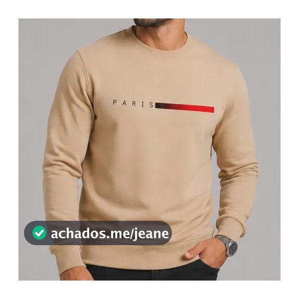 Moletom Masculino Gola Careca Flanelado Paris Suéter Frio