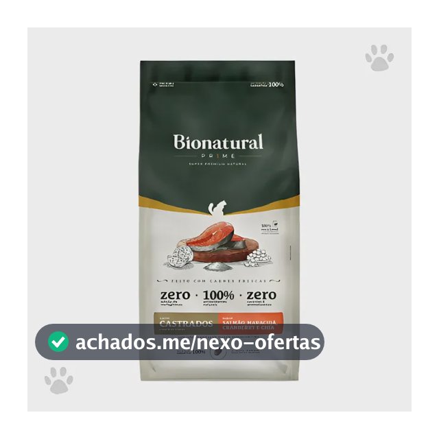 Ração Prime Bionatural Gato Castrado Salmão 7,5kg