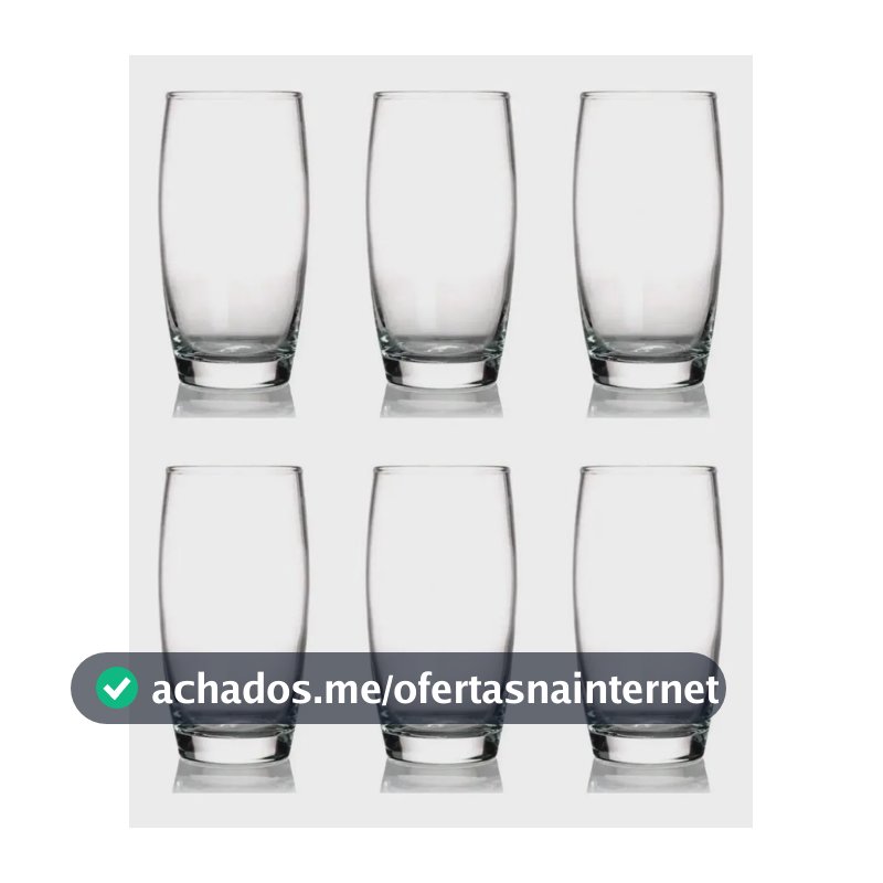 Kit 6 Copos Oca Nadir 300ml Vidro para Água e Suco