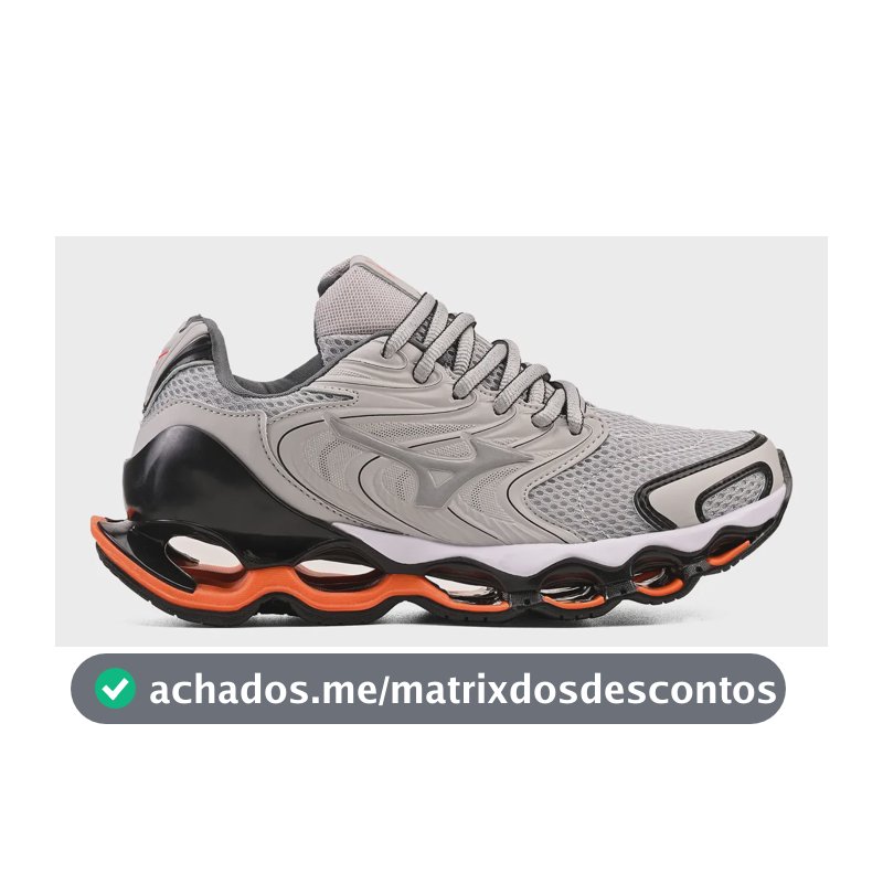 Tênis Masculino Mizuno 12s Caminhada Macio Wave Oferta Cinza/laranja 40 Br