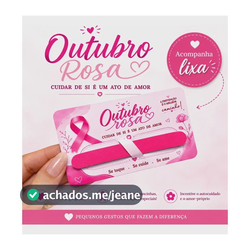 50 Lembrancinhas Outubro Rosa Card Com Mini Lixa De Unha