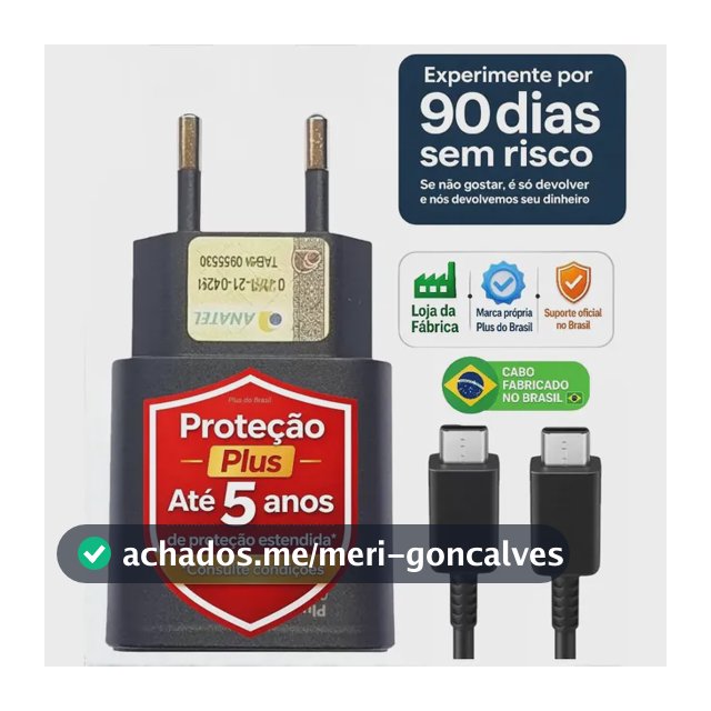 Plus Do Brasil Carregador Turbo Para Samsung Galaxy S26 S25 S24 S23 S22 S21 S20 Fe Ultra Motorola M22 M31 M32 M62 M63 M64 G15 Xiaomi Redmi Note 12 13 14 15 - Cabo Blindado Tipo Usb C