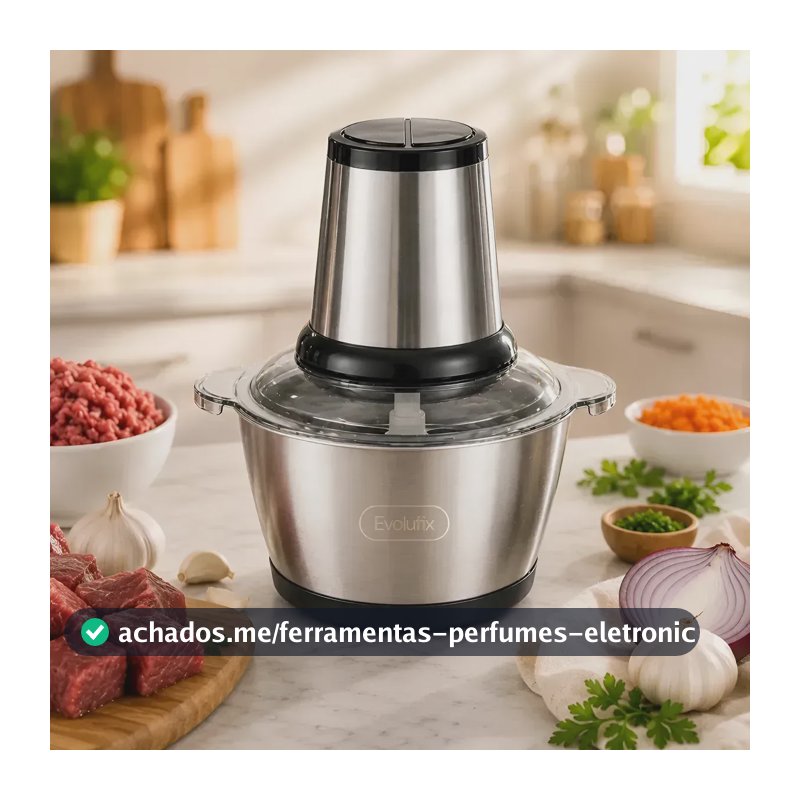 Multiprocessador Triturador Moedor 2 Litros Inox 110v Elétrico De Alimentos Processador Picador De Cozinha Cozinheira Cortador De Aço Inoxidável Evolufix