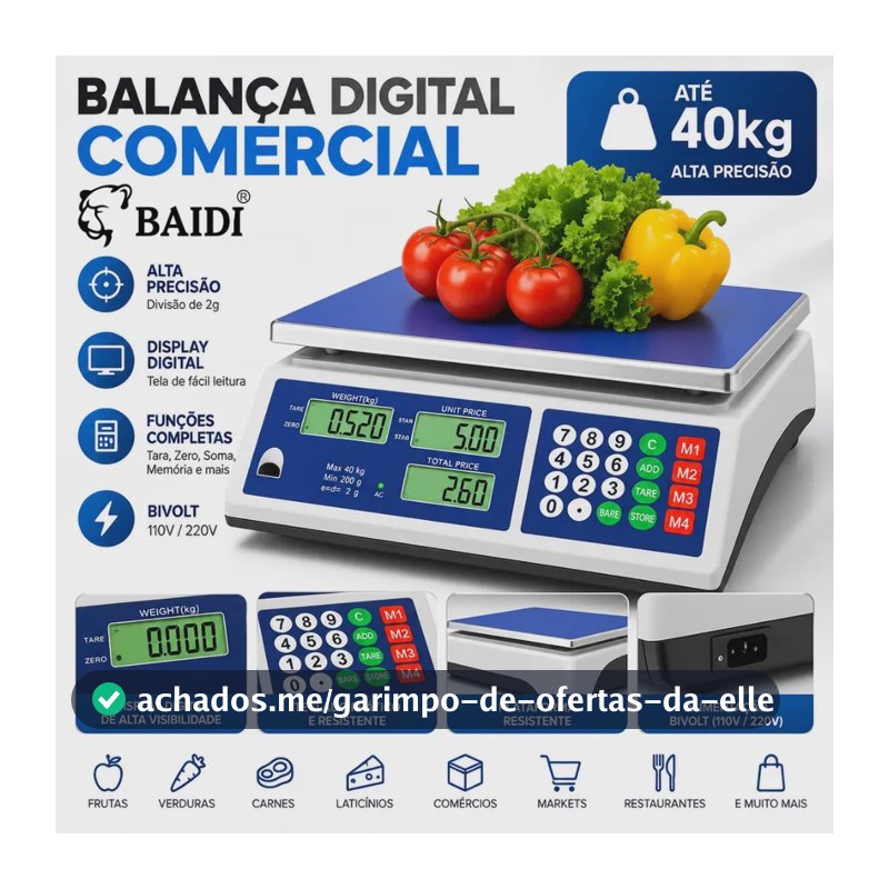 Balança Digital Preço Eletrônico Comercial 40kg Precisão Comercio Mercado Comerciante Hortifrutti