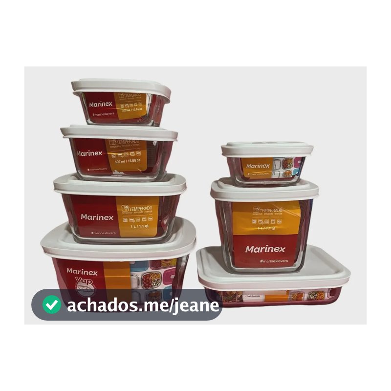 Kit Pote De Vidro Marinex Kit 7 Pecas 2l,1l,.05l Facilita Branca