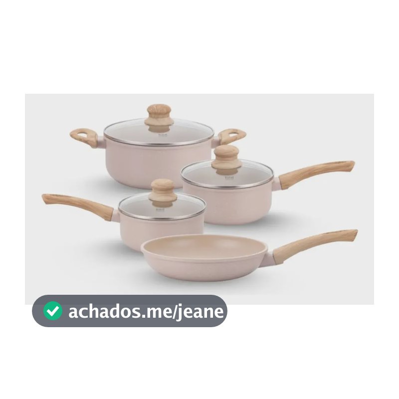 Jogo De Panelas Indução Antiaderente 4 Peças Fundo Ceramico Creme