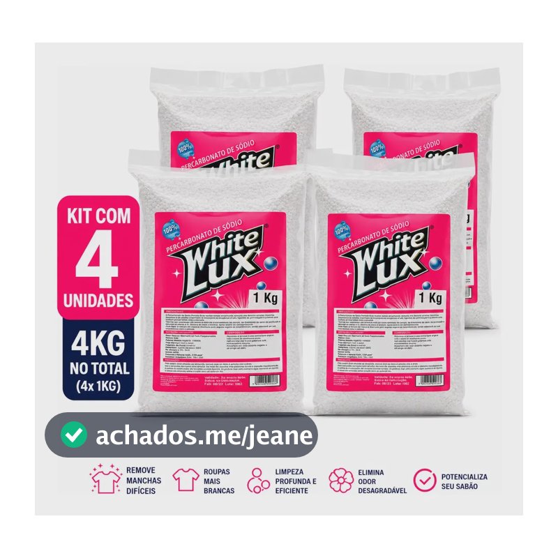 Whitelux Kit Percarbonato De Sódio 4kg Limpeza Profunda