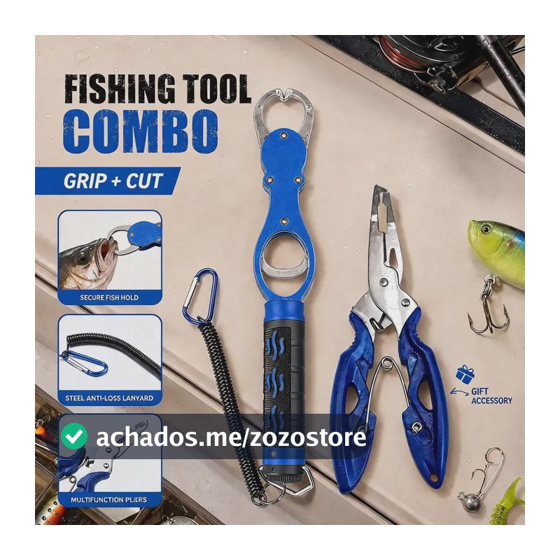 Alicate Pesca Balança 18kg Inclui Tesoura E Corda Segurança Azul