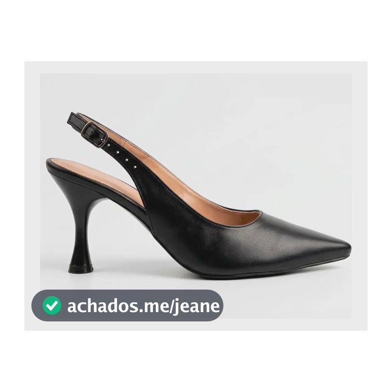 Sapato Feminino Scarpin Salto Bico Fino Baixo Confortável Preto 37 Br