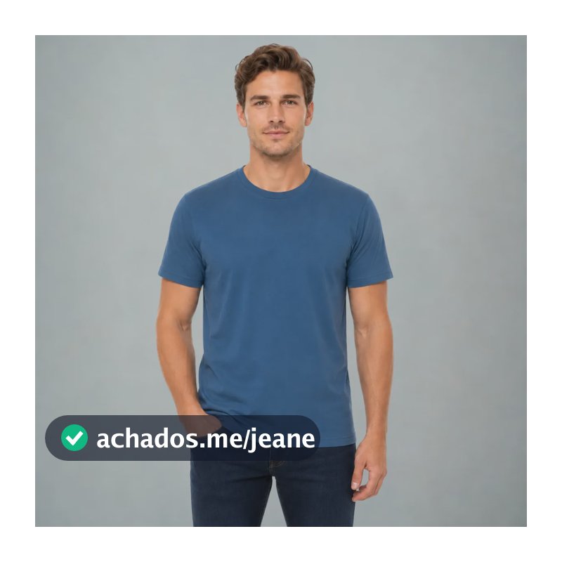 Camiseta Algodão Lupo Masculina Dia A Dia Confortável Azul M Liso