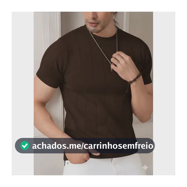 Blusa Masculina Básica Manga Curta Canelada Tricot Modal