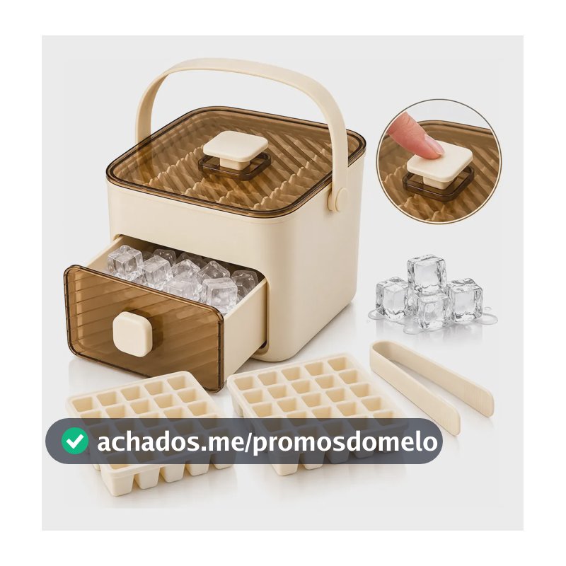 Forma de gelo Bandeja caixa EPS-6458 dupla gaveta 2 em 1 Cor Bege
