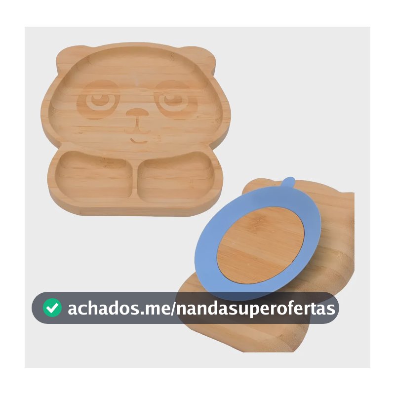 Prato Infantil Bebe C Divisórias Ventosa Urso Bambu