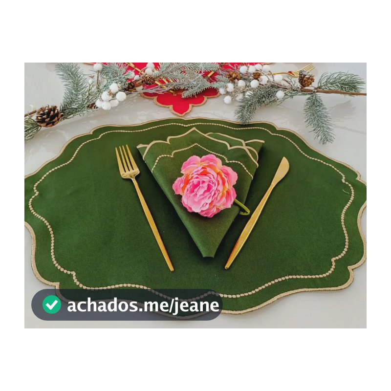 Jogo Americano com Guardanapo 12 Pçs Verde