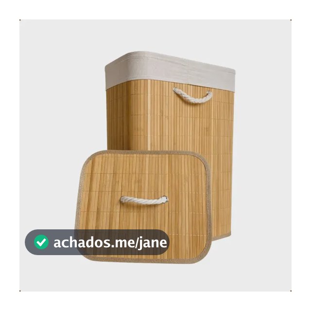 Cesto de Roupa Bambu Retangular de 72L com Tampa e Forro de Linho