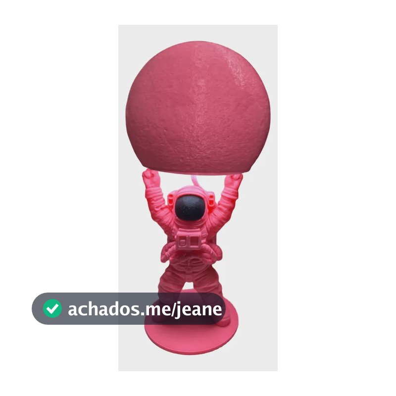 Luminaria Decorativa Abajur Astronauta E Lua Com Lâmpada Astronauta Rosa Rosa 127/220v