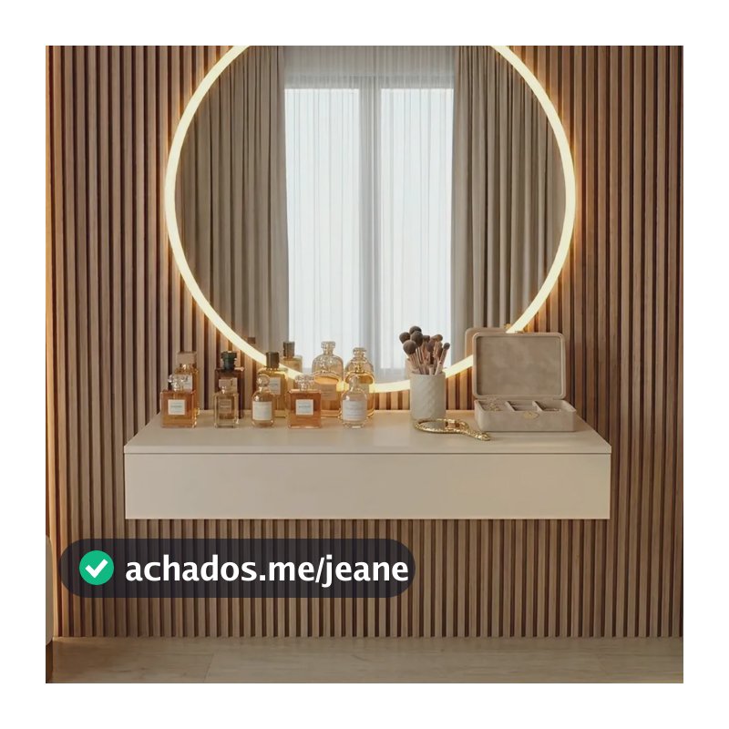 Penteadeira Camarim 100cm Gaveta Suspensa Maquiagem Off White