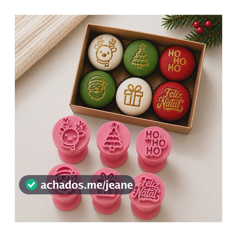 Kit 6 Carimbos Brigadeiro Natal Papai Noel Natalino Marcador Kit 6 Natal