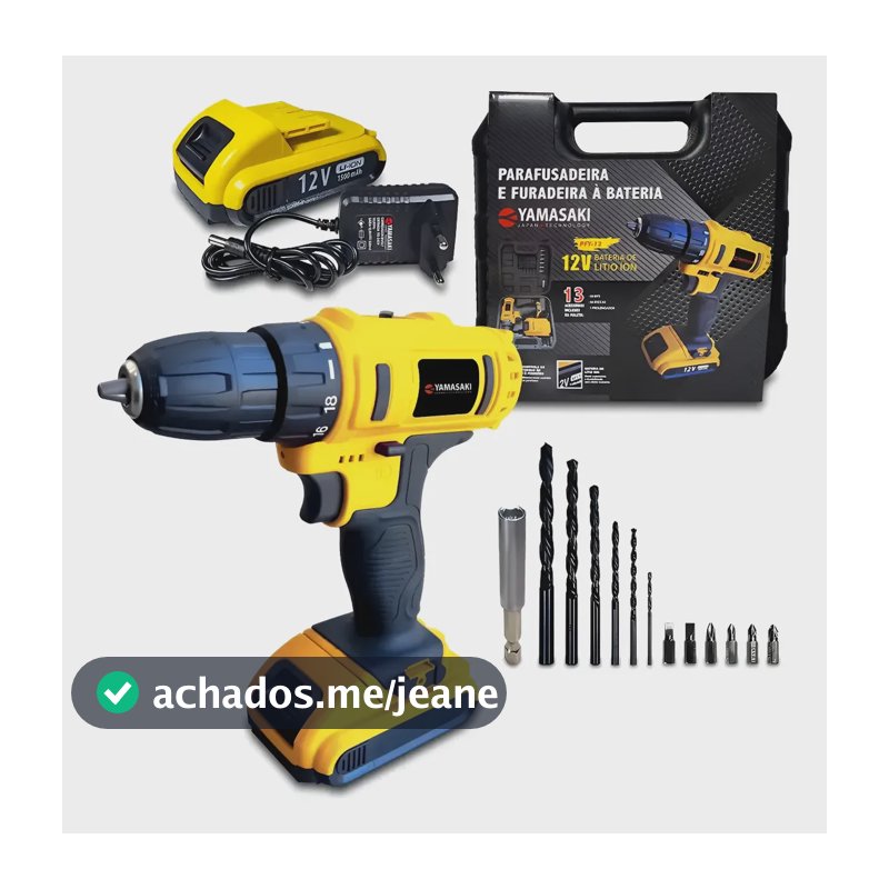 Parafusadeira Furadeira Bateria 12v Bivolt Pfy-12 Yamasaki Amarelo 127/220v