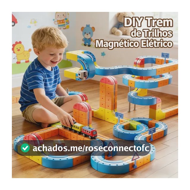 Pista Trem Magnético Elétrico Infantil Blocos Track Kit80 Azul-claro