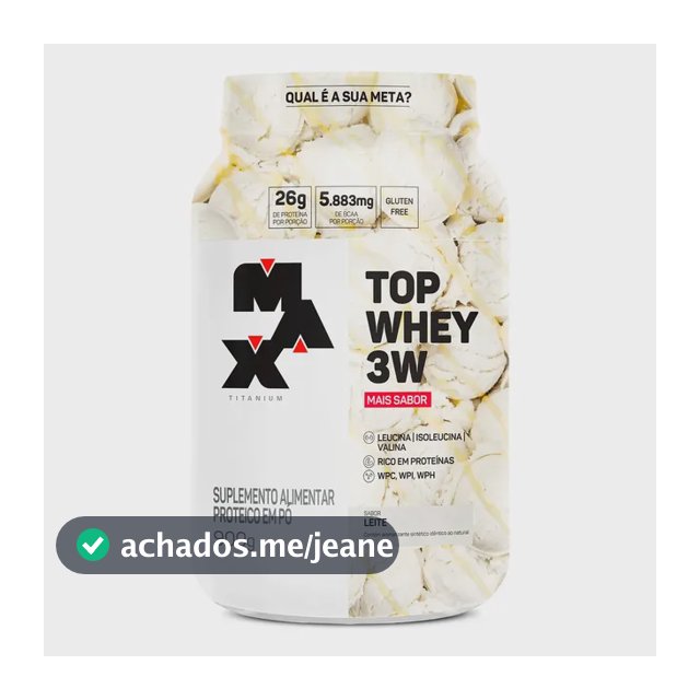 Suplemento Top Whey 3w Max Titanium 900g Whey 3w Sabor Leite