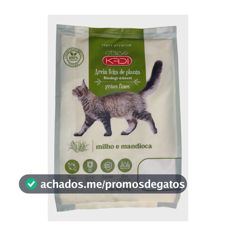 Areia Higiênica Fina Biodegradável Para Gatos Kadi 4kg