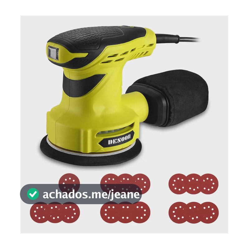 Lixadeira Orbital 300w Profissional Velocidade Ajustável 125mm Com Auto Vácuo Coletor De Pó + 16 Lixas Desoon