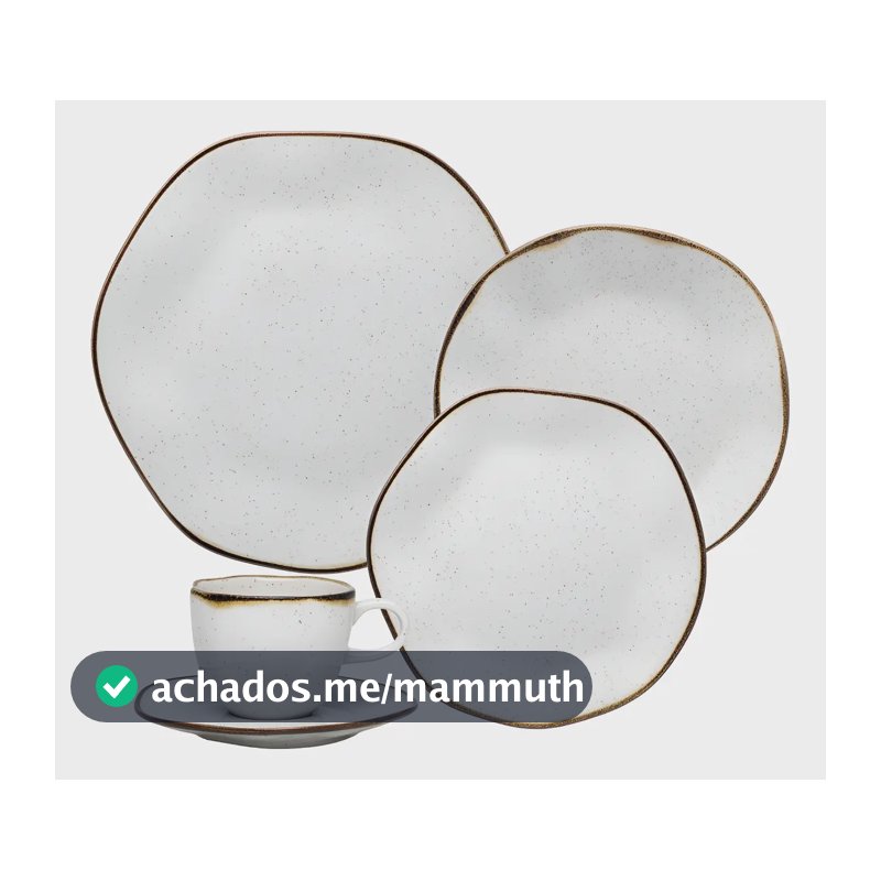 Aparelho de Jantar e Chá Ryo Maresia 20 Peças Off White e Marrom Oxford