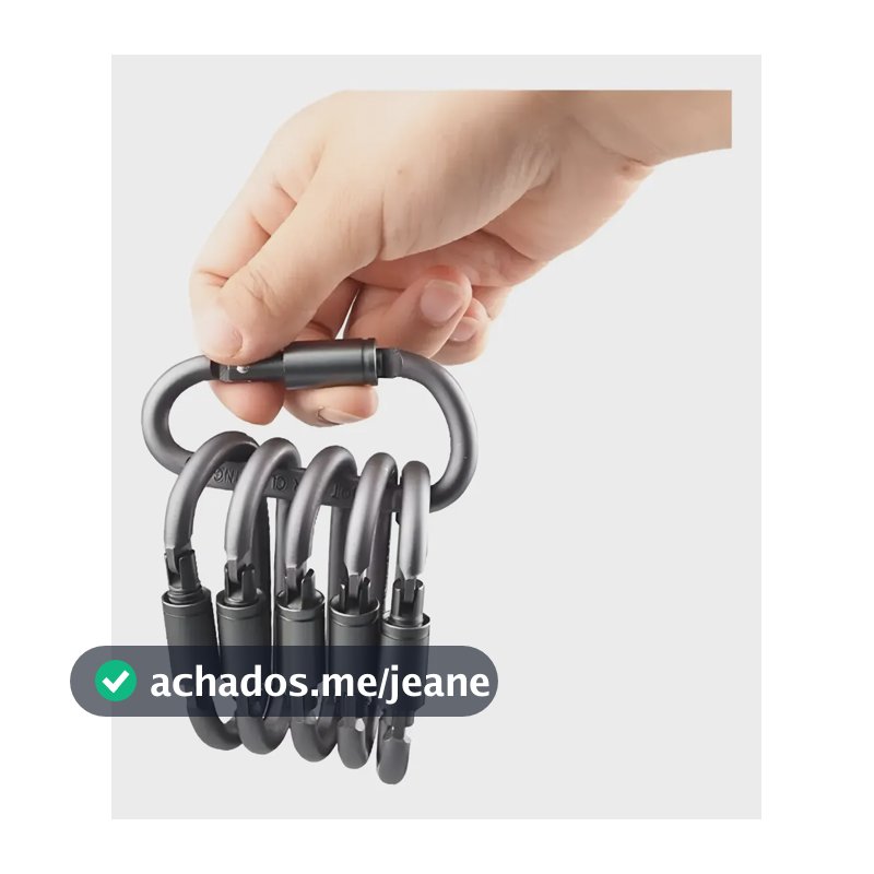 Kit 10 Mosquetão De Anel D Para Acampamento Ao Ar Livre Cinza