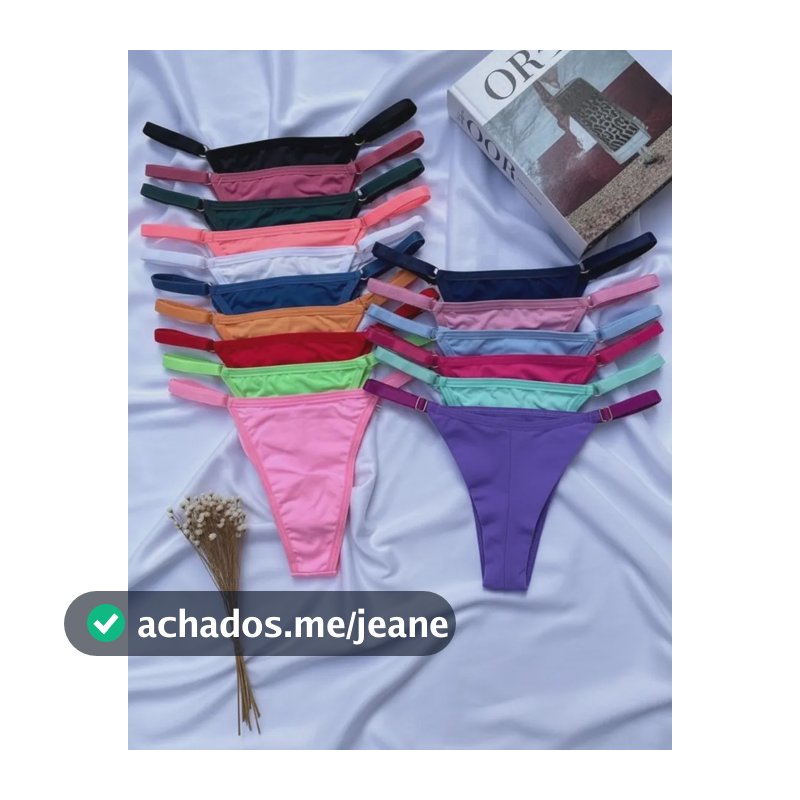 Kit 10 Calcinhas Fio Dental Duplo Regulagem Metal Feminina Sortidas Liso Único