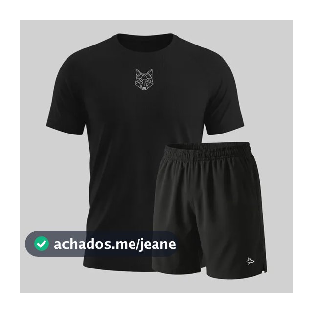 Kit Bermuda Lobo+camiseta Lobo Dry Fitness Academia Alpha