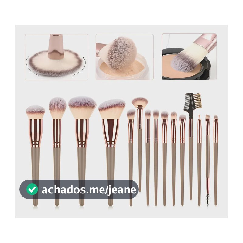 Pincel Maquiagem Profissionais Multifuncional Macio 15pcs Ouro/rosa