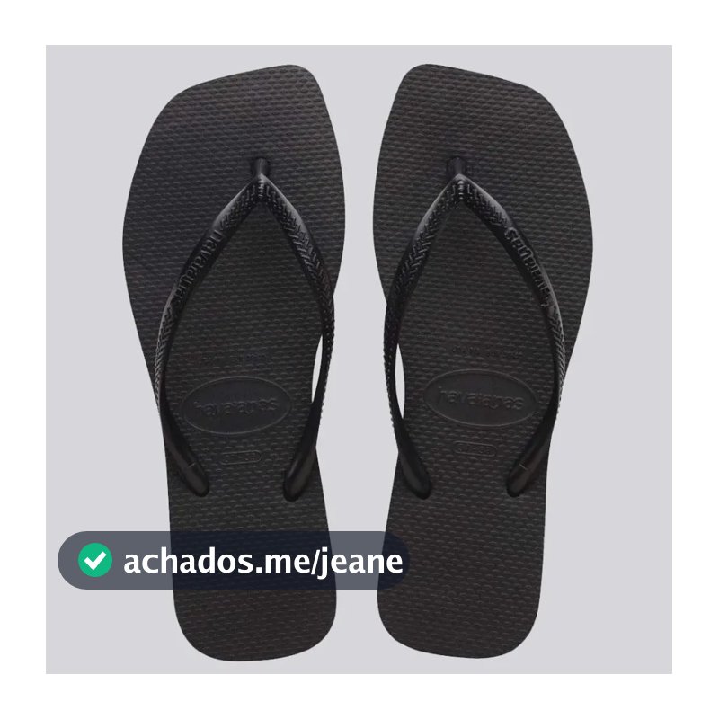 Chinelo Havaianas Slim Square Sandália Feminina Quadrada Preto 35-36 Br