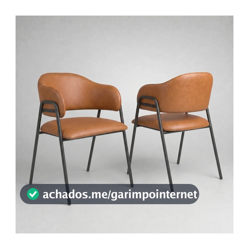 Kit 2 Cadeiras Alice Escritório Consultório Recepção Hotel Corino Preto Caramelo
