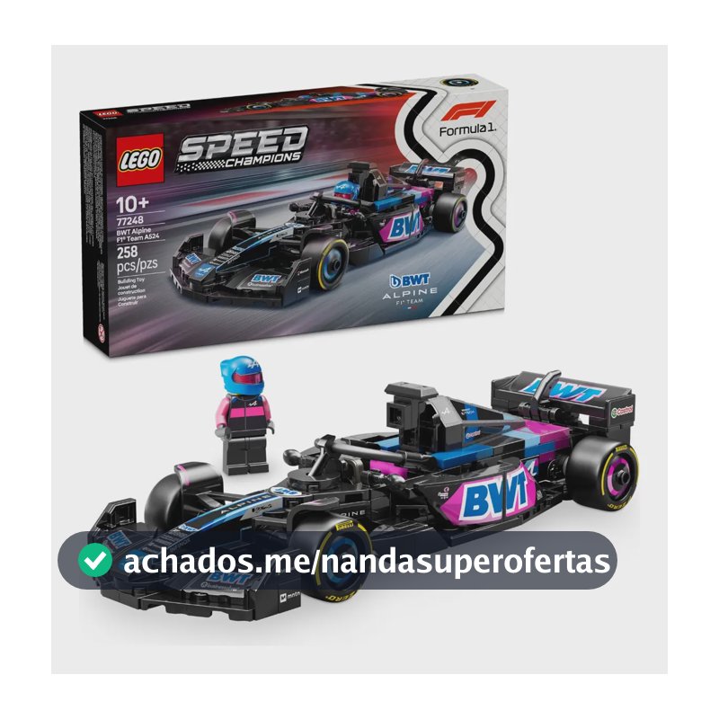 LEGO Speed Champions Carro de Corrida BWT Alpine F1 Team A524 77248; Carro de Fórmula 1 de brinquedo para montar