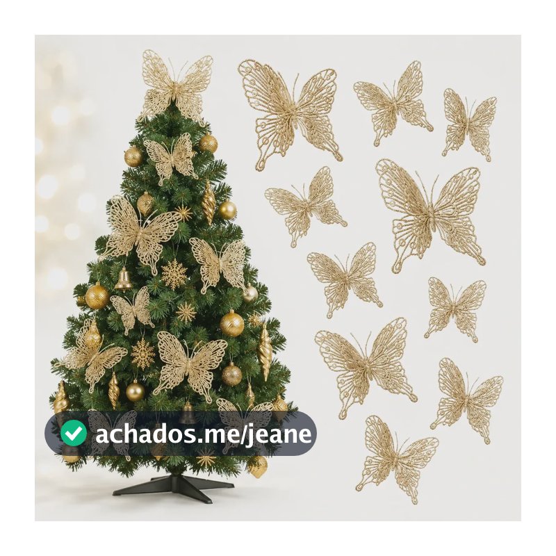 Kit 12 Borboletas Adesivas Decoração Parede Bolo Aniversário Ouro