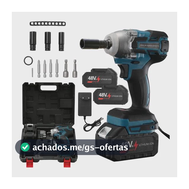 Kit Chave Impacto 48v Sem Fio Alto Torque Duas Baterias