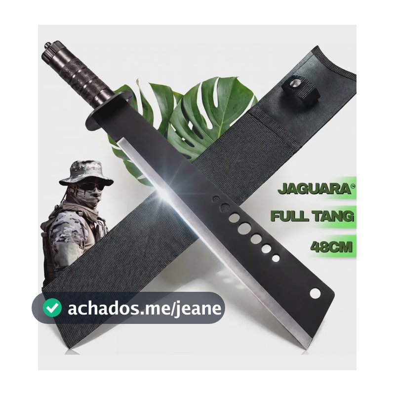 Facão Tático Militar Full Tang Serrilhado 48cm Com Bainha Camping Caça Pesca Mato Floresta Trabalho Com Abridor De Garrafa Perfeito Para Presente Peixeira Super Afiado Bruto Roça Fazenda Dia dia