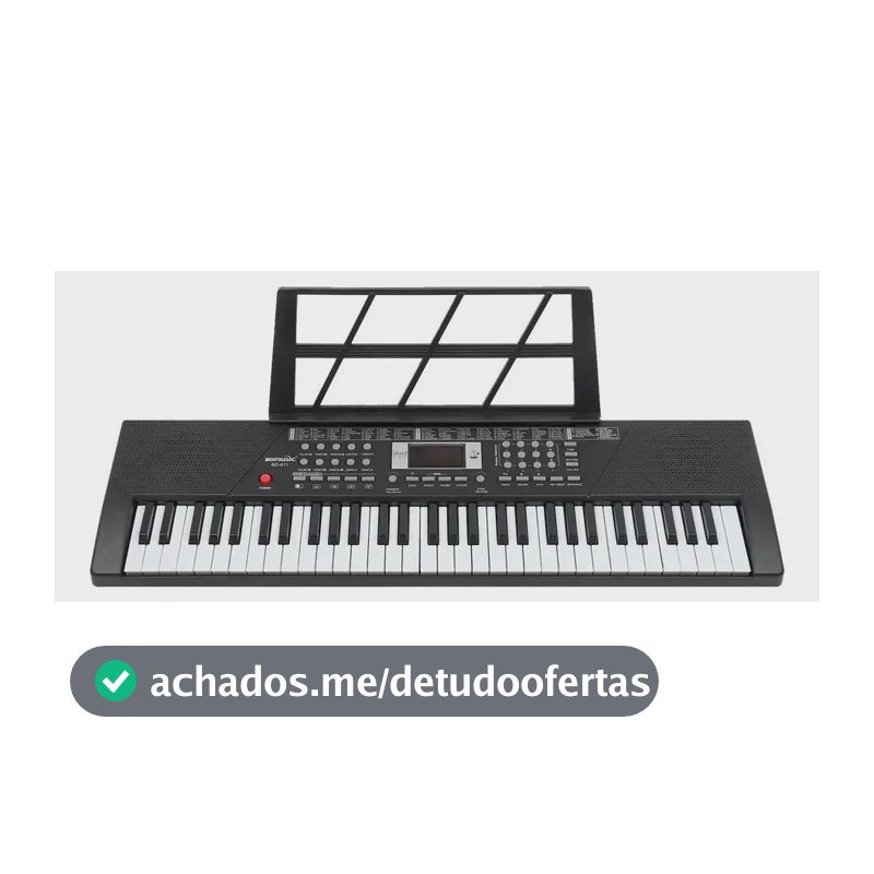Teclado Musical Profissional Piano Eletronico 61 Teclas Cor Preto
