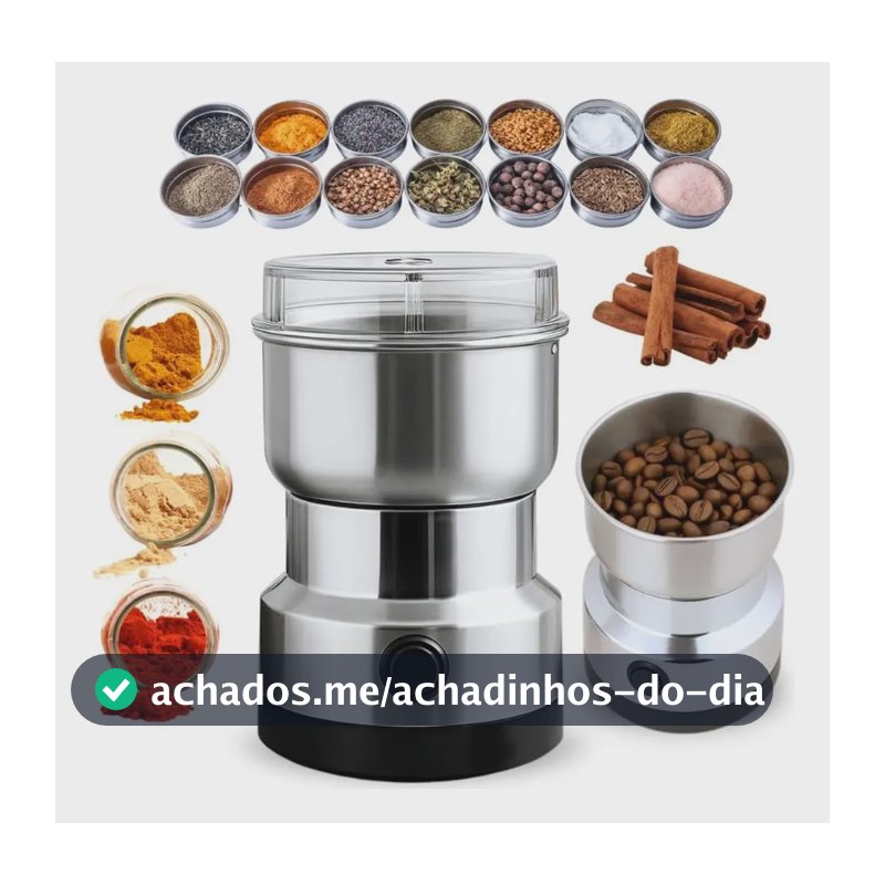 Moedor De Café Elétrico Multifuncional Inox Grãos Temperos 110v Prata