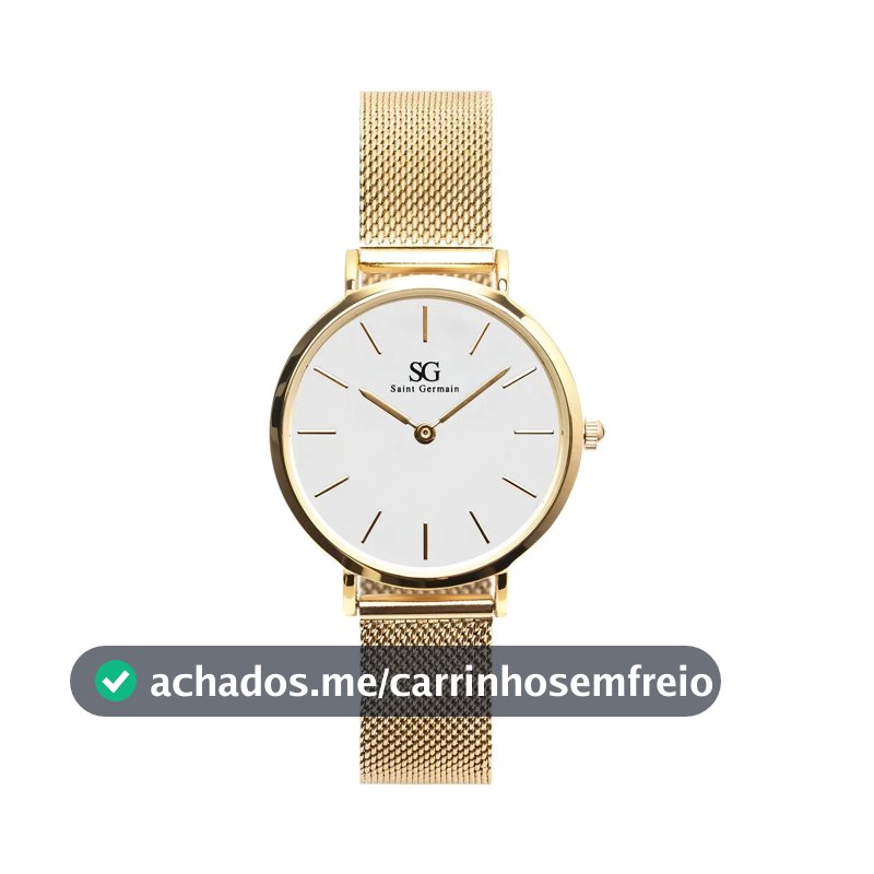 Relógio Feminino Dourado Chelsea Gold 32mm Fundo Branco Saint Germain