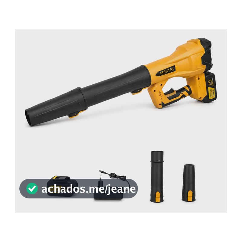 Soprador De Folhas Elétrico Profissional Turbo Super Potente 60000rpm RPM Bateria 21V Bivolt Sem Fio - Mestri M136